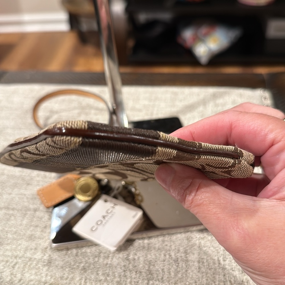 Coach Legacy Signature Canvas & Leather Wristlet (w/Gold Coach Charm & Hangtag) - Picture 8 of 15